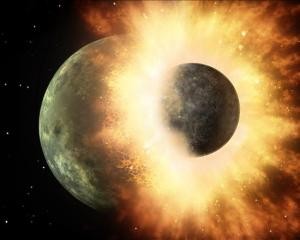 Choque de mundos en un sistema solar doble